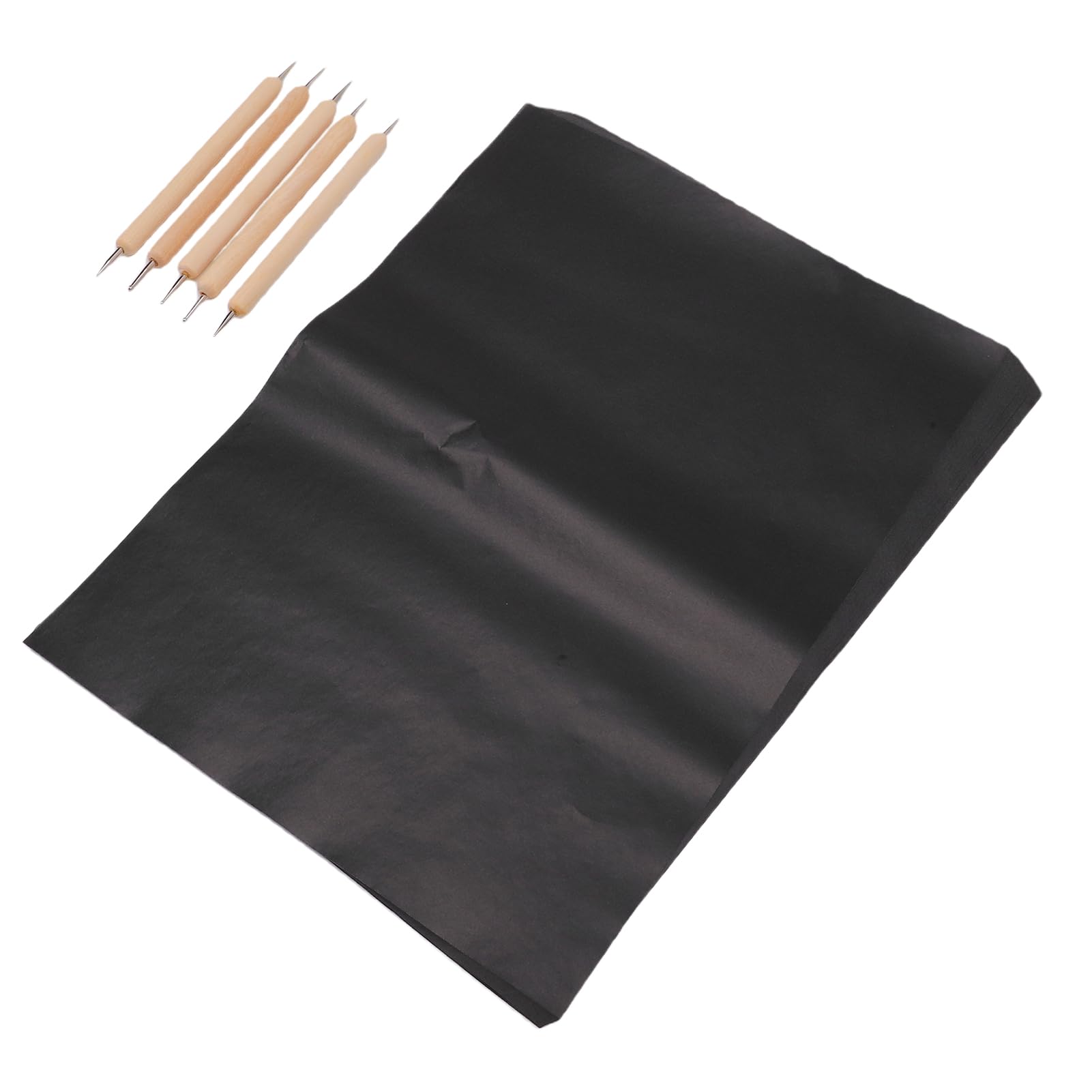 SIXRUN Papel de Transferencia de Carbono, 200 Hojas de Papel de Calco A4 con 5 Herramientas de Punteado de Acero Inoxidable y Madera, Hojas de Copia de Alta Densidad para Madera, Lienzo, Cerámica,