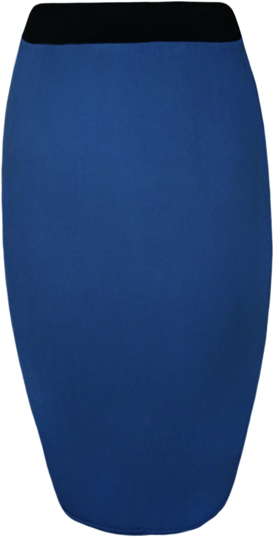 Wearall Women's Royal Blue Plain Elastic Waist Bodycon Stretch Pencil Midi Skirt - 8-10
