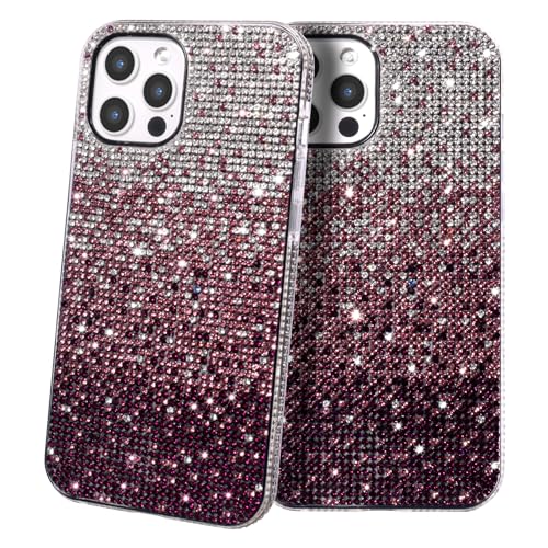 Coque iPhone 14 Pro Max strass dégradé violet pour soirées et fêtes