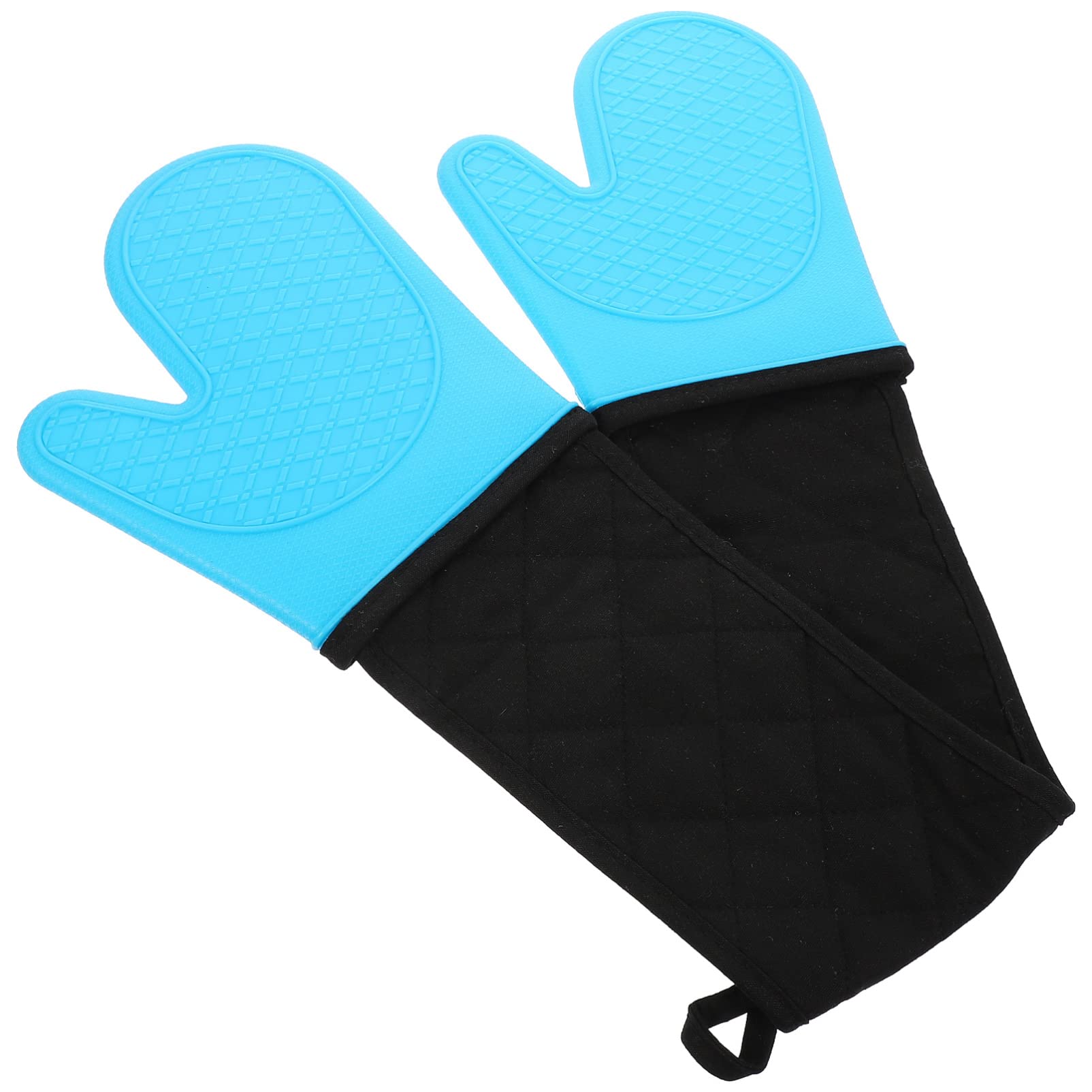 SHERCHPRY Silicone Oven Mitts Hot Pot Holders Heat Resistant Kitchen Cooking Gloves For Cooking Baking Grilling Blue