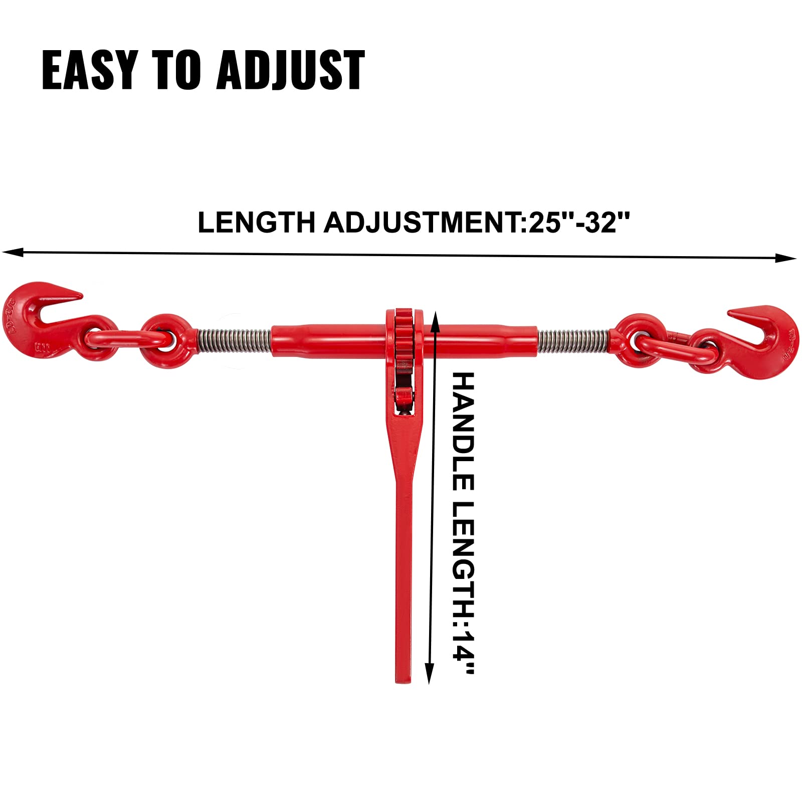 VEVOR Kit de chaîne et de Reliure 10-13 mm, reliures de Charge à cliquet 4,18 t Force de Travail, reliures et chaînes à cliquet 10 mm x 3 m Crochets G70, pour Camion, arrimage, Transport, remorquage