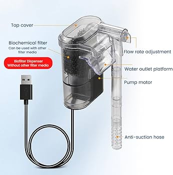 Amazon.co.jp: 水族館フィルター、ミニ静音USB滝水槽フィルター、調整