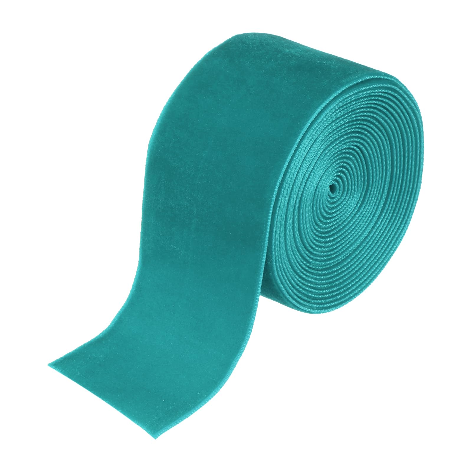 sourcing map Velvet Ribbon 1.5 Inch x 3 Yard Single Face Spool Silky Velvet Fabric for Bouquets DIY Crafts Gift Wrapping Wedding Party Peacock Green — image 1