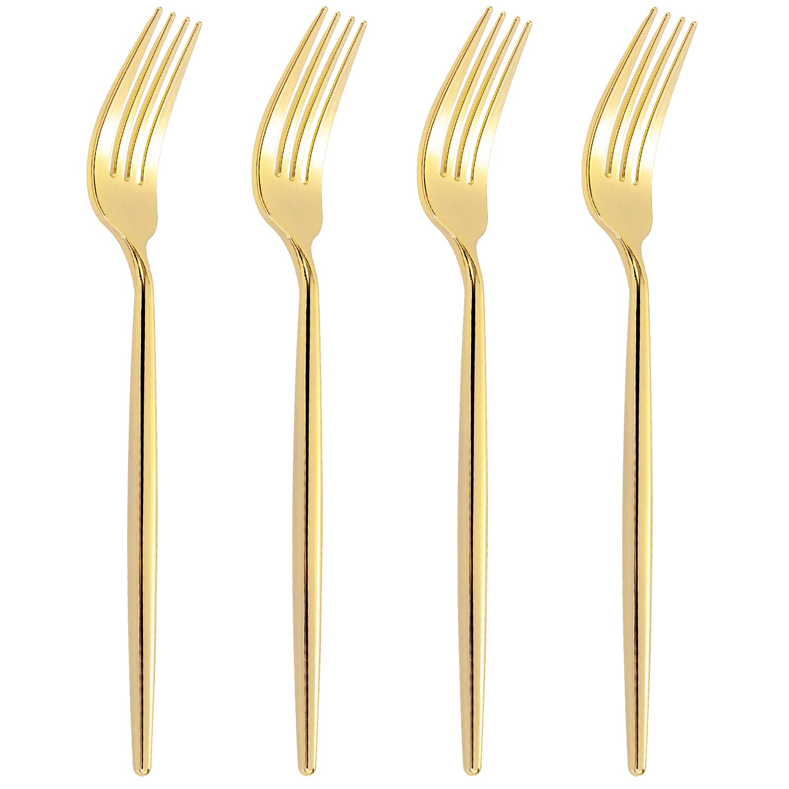 U-QE 60Pcs Gold Plastic Forks - Heavy Duty Plastic Forks Disposable