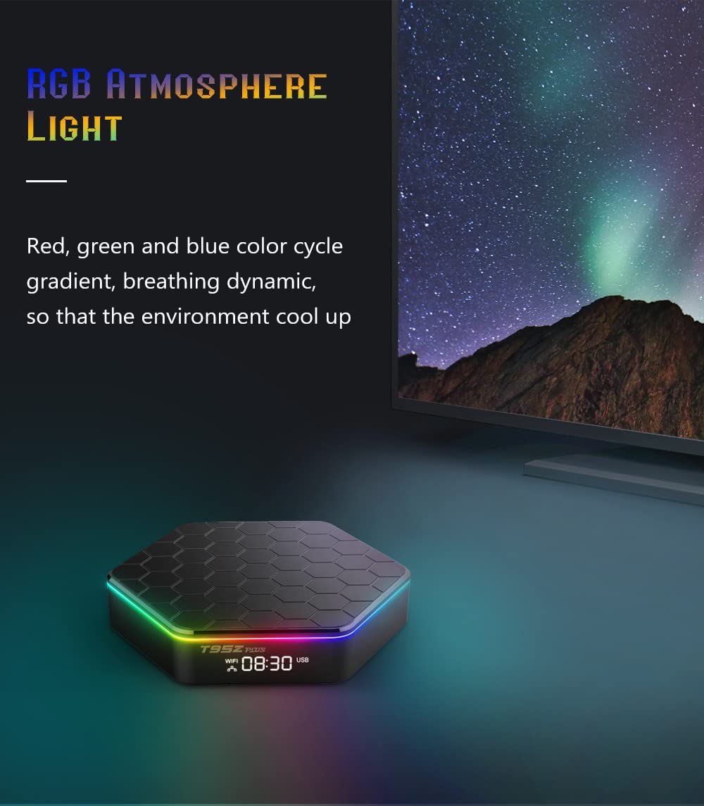 Android 12.0 TV Box, T95Z Plus H618 Quadcore 4GB RAM 64GB ROM Soporte 4K HD 3D 2.4/5.0Ghz WiFi BT5.0 10/100M Ethernet HDMI 2.0 H.265 Smart TV Box,2gb+16gb