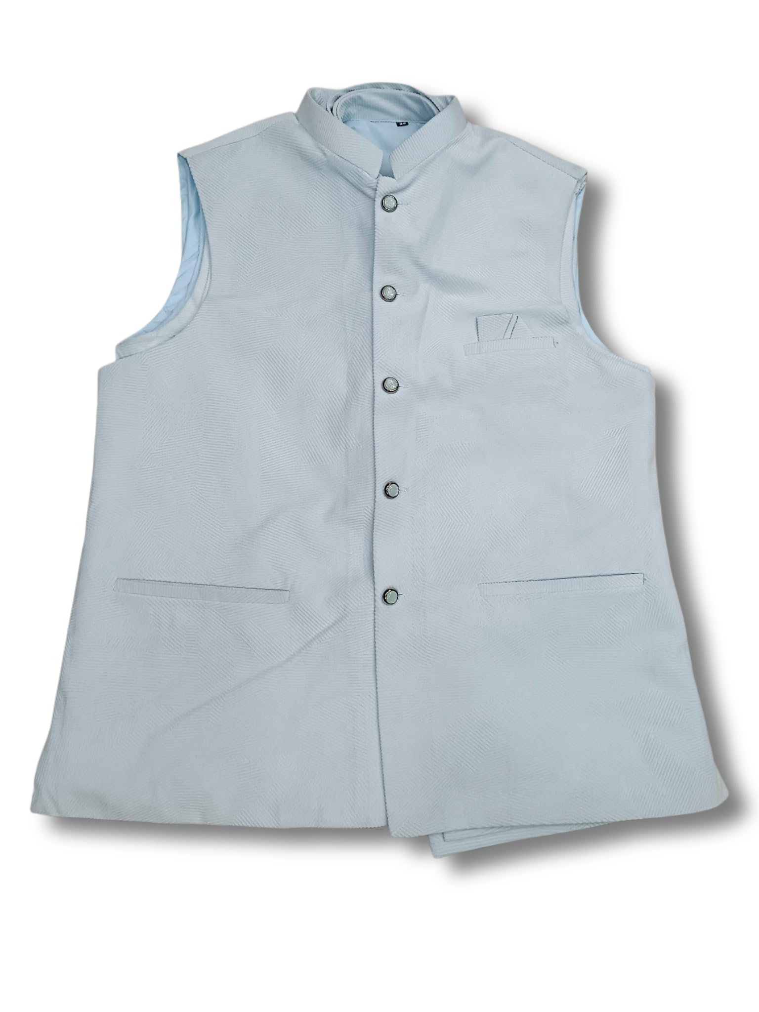 Men's Jacquard Silk Blend Nehru Jacket, Mandarin Collar, Regular Fit, Grey, Two Front Welt Pockets-picture-52