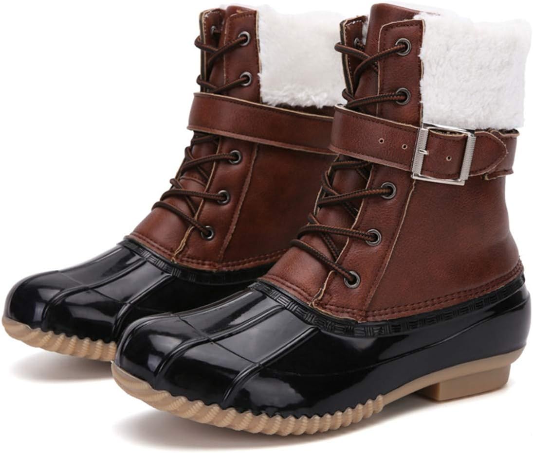 CrazycatZ Womens Mid Calf Snow Boots Lined Fleece Anti Slip Snow Boots