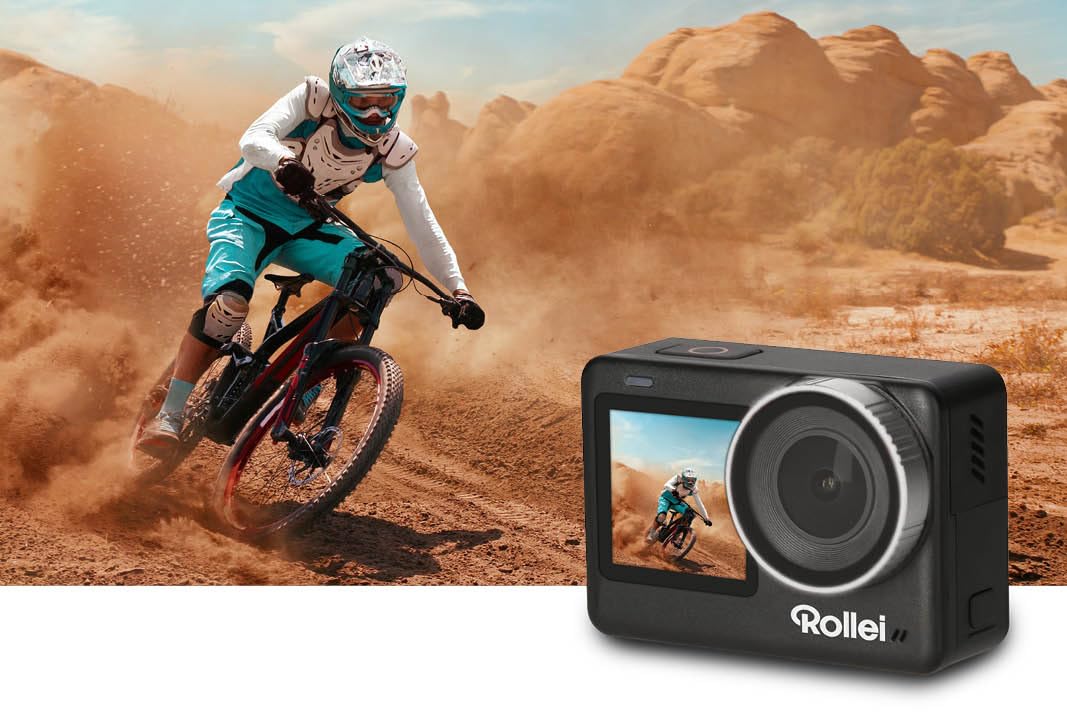 Rollei Action One Lite: la tua azione, la tua perfezione Cattura video 4K, foto da 20MP con 2 display, stabilizzazione dell'immagine e modalità creative. Controllo touch screen e app per scattare
