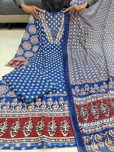 Image of Women's by Pure Cotton Anarkali Kurti Plazo with Dupatta Set.