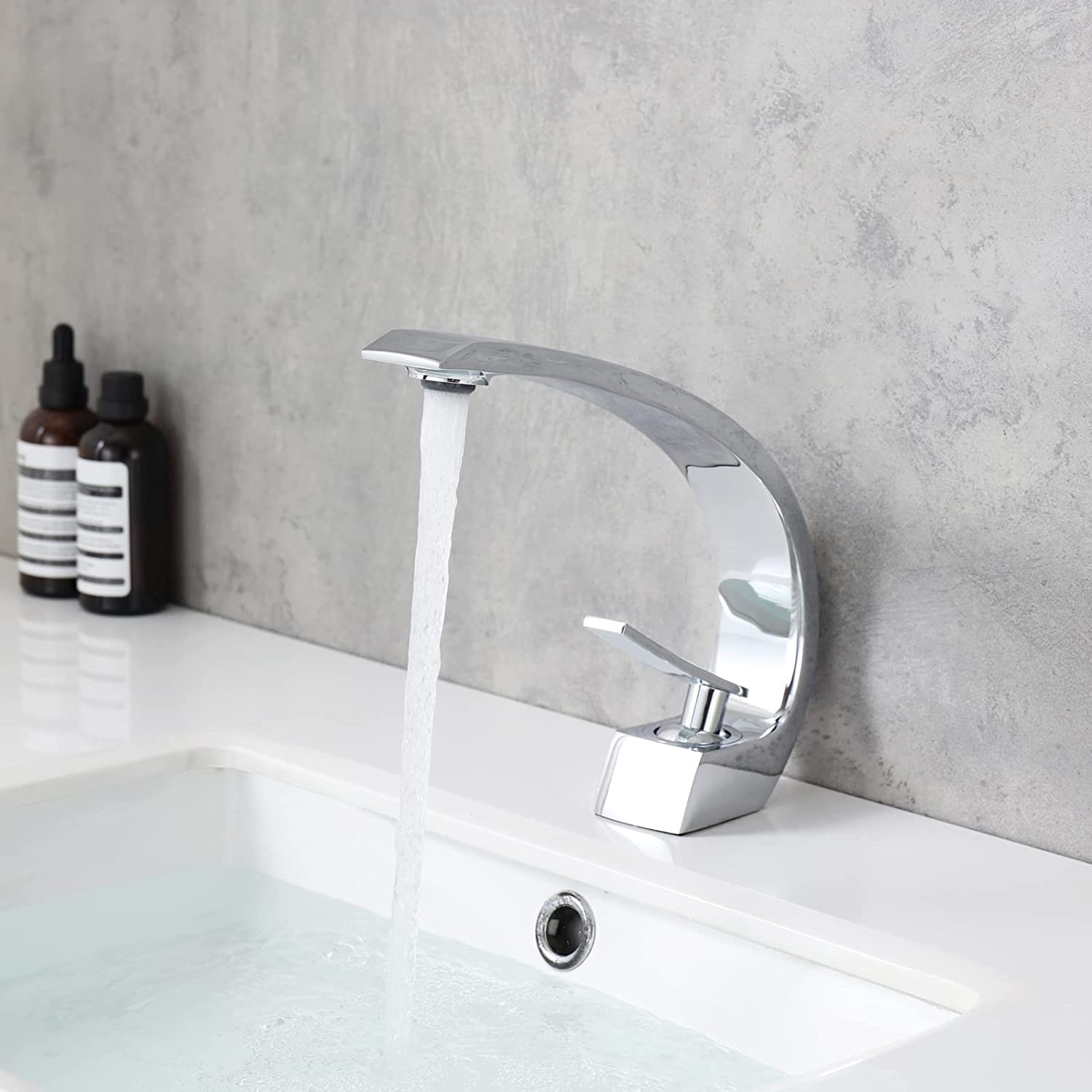 Amazon | WINDALY バスルーム蛇口 三日月形 シングルハンドル バス