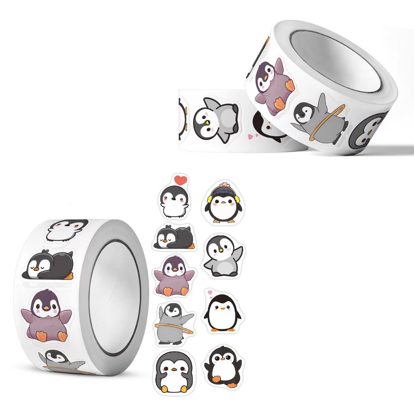 Cute Animals Decals Stickers,500 Pcs Penguin Stickers, Cute Cartoon Penguin Reward Stickers,for Water Bottles Laptop Guitar Phone Skateboard Decor, Penguin Sticker Gifts Animal Decoration
