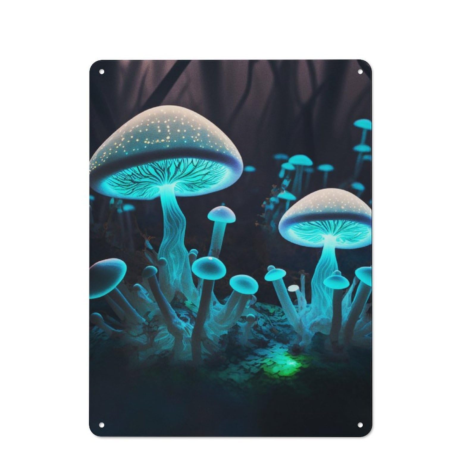 Junmoney Neon Mushroom Vintage Tin Sign 40X30cm With For Garage Or Workshop, For Kitchen, Dining Room And Home Bar Wall Decor