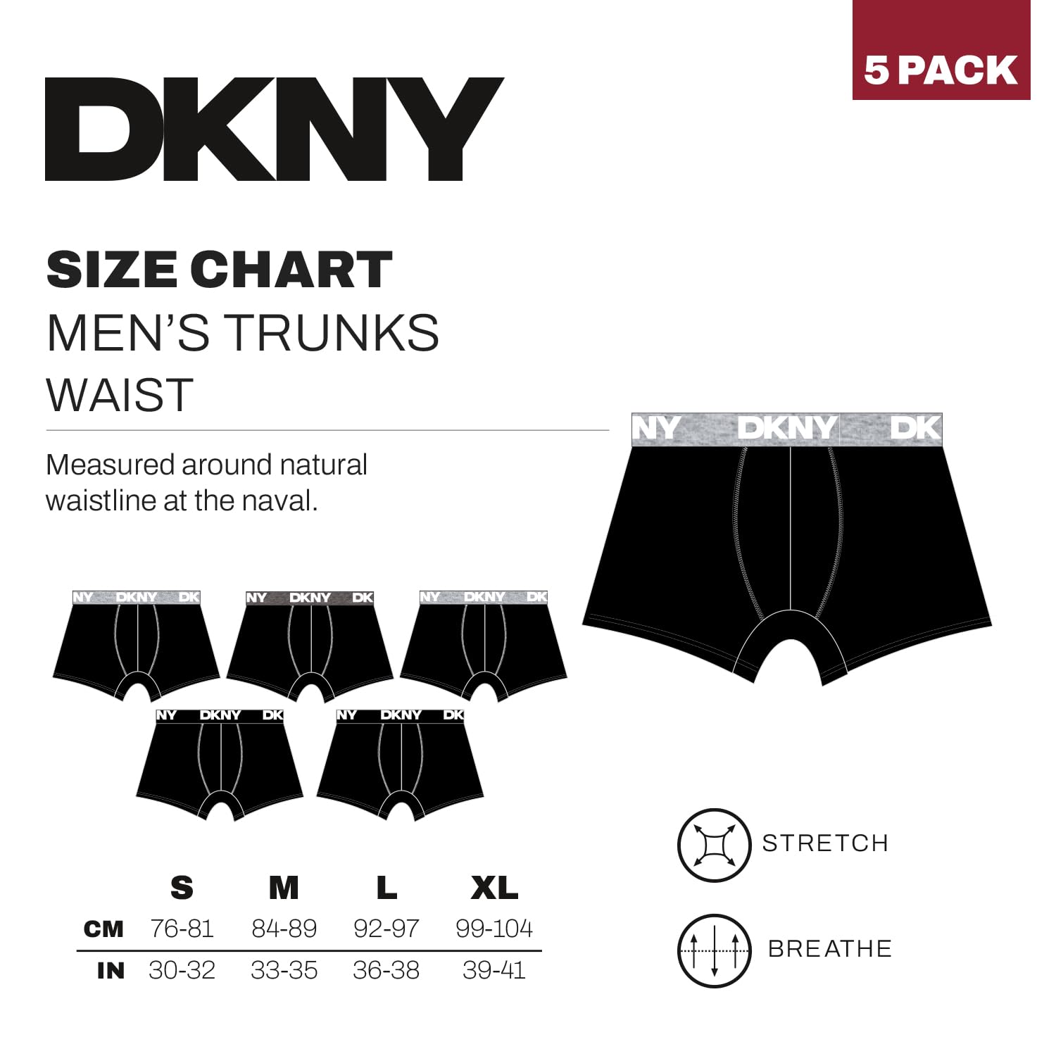 DKNY Portland Costume da Bagno Uomo (Pacco da 5)