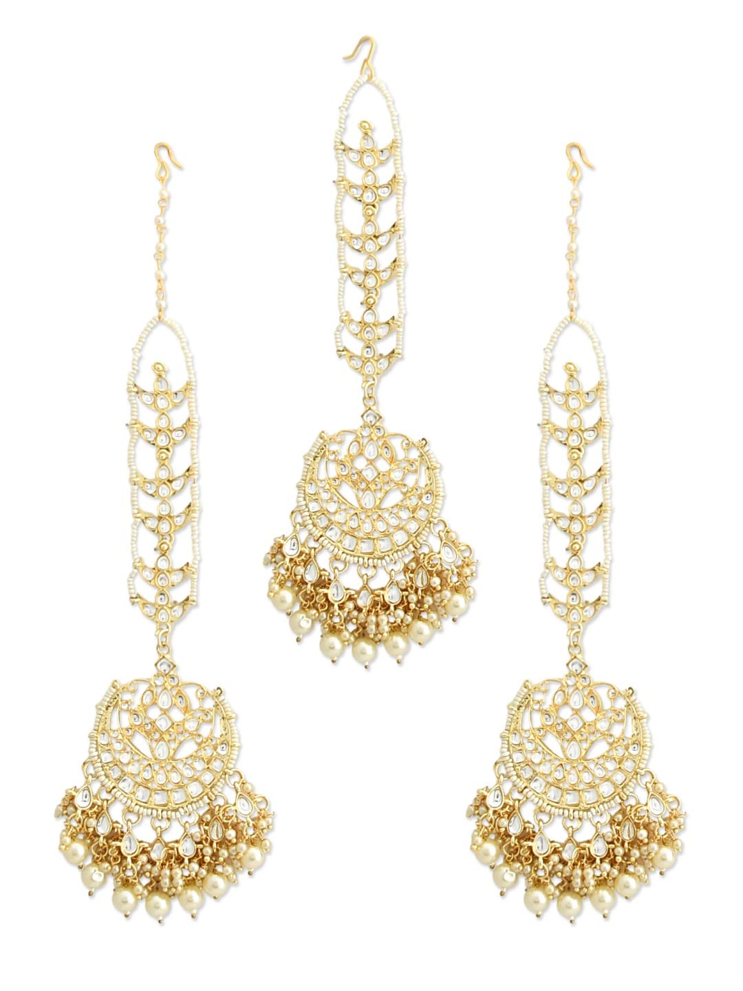 ZAVERI PEARLS Gold Tone Traditional Kundan & Pearls Earring & Maangtikka Set For Women-ZPFK12108 (B09RK89K4Q) Amazon Price History, Amazon Price Tracker