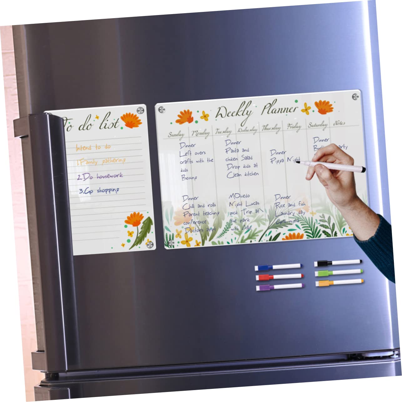 OSALADI Lavagna Magnetica Trasparente Per Frigorifero Planner Cancellabile Secco Riutilizzabile Per Note e Promemoria Calendario Settimanale Organizer Per Casa e Ufficio