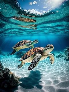 USZDL Sea Turtle Diamond Art Kits for Adults,Cute Animal 5D Diamond Painting Kits for Beginners,Diamond Dots Round Full Drill Paint with Diamonds Pictures DIY Gem Art Painting Crafts Kits 12x16 inch