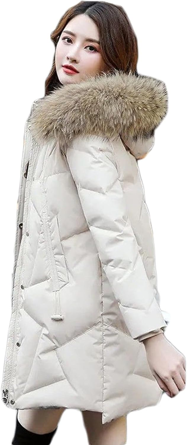 ルスーク ロングダウンコート フード付き Aライン ファー ベルト