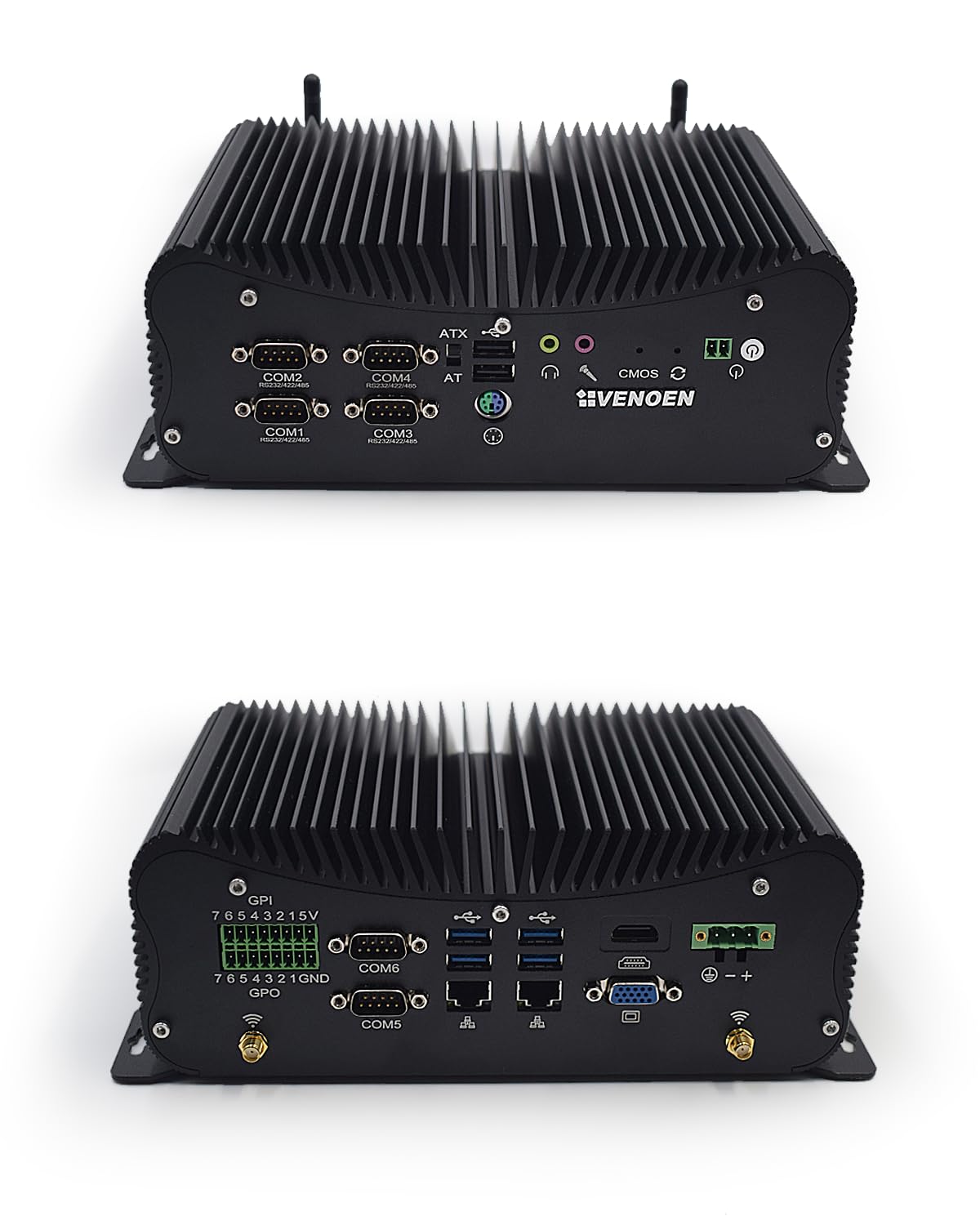 Industrial Mini PC Core i7 1165G7, lüfterlos PC I7, Dual 2.5Gbe Lan, 9-36V | Industrie Computer 6 RS232/RS485 COM, 14Pin GPIO, HD, VGA, SIM-Slot, Wifi, BT4.2, Win 11/Linux, 16GB RAM 256GB SSD