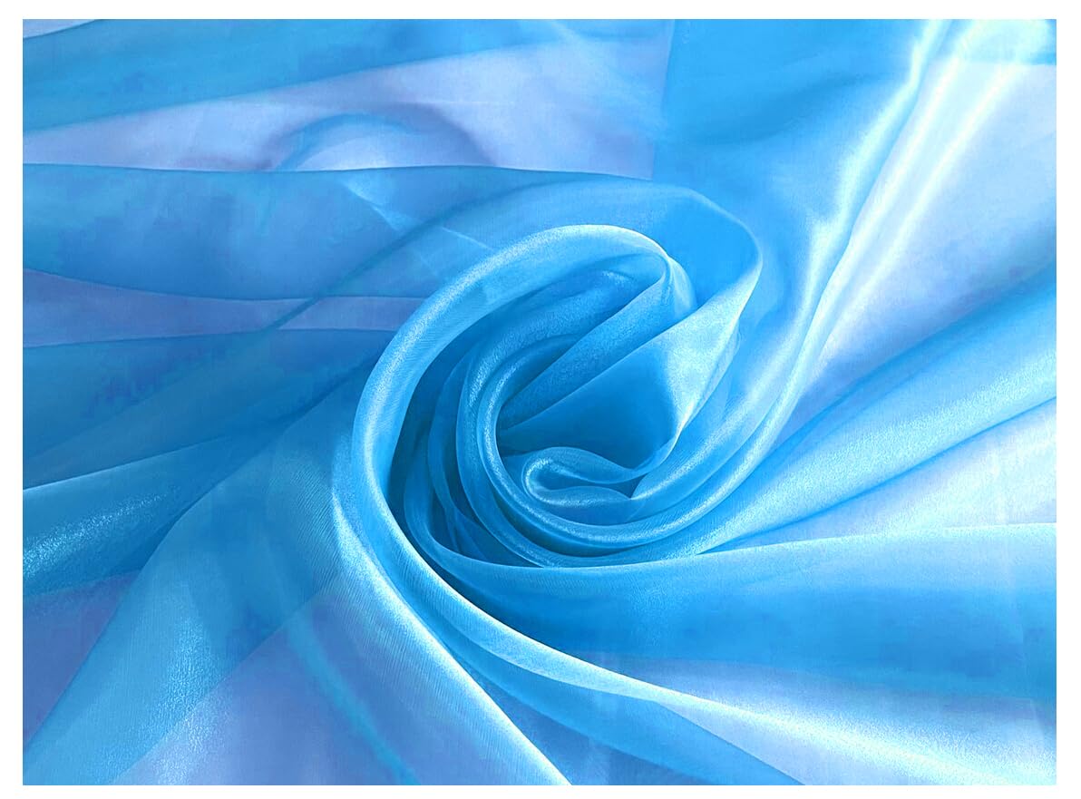MDS Pack of 85 Yard Sheer Organza Fabric for Wedding Party Home Event Banquet Decorations, Backdrop Curtain Craft Dress Sewing Fashion DIY Crystal Organza Tulle Fabric Bolt 44” Wide - Blue
