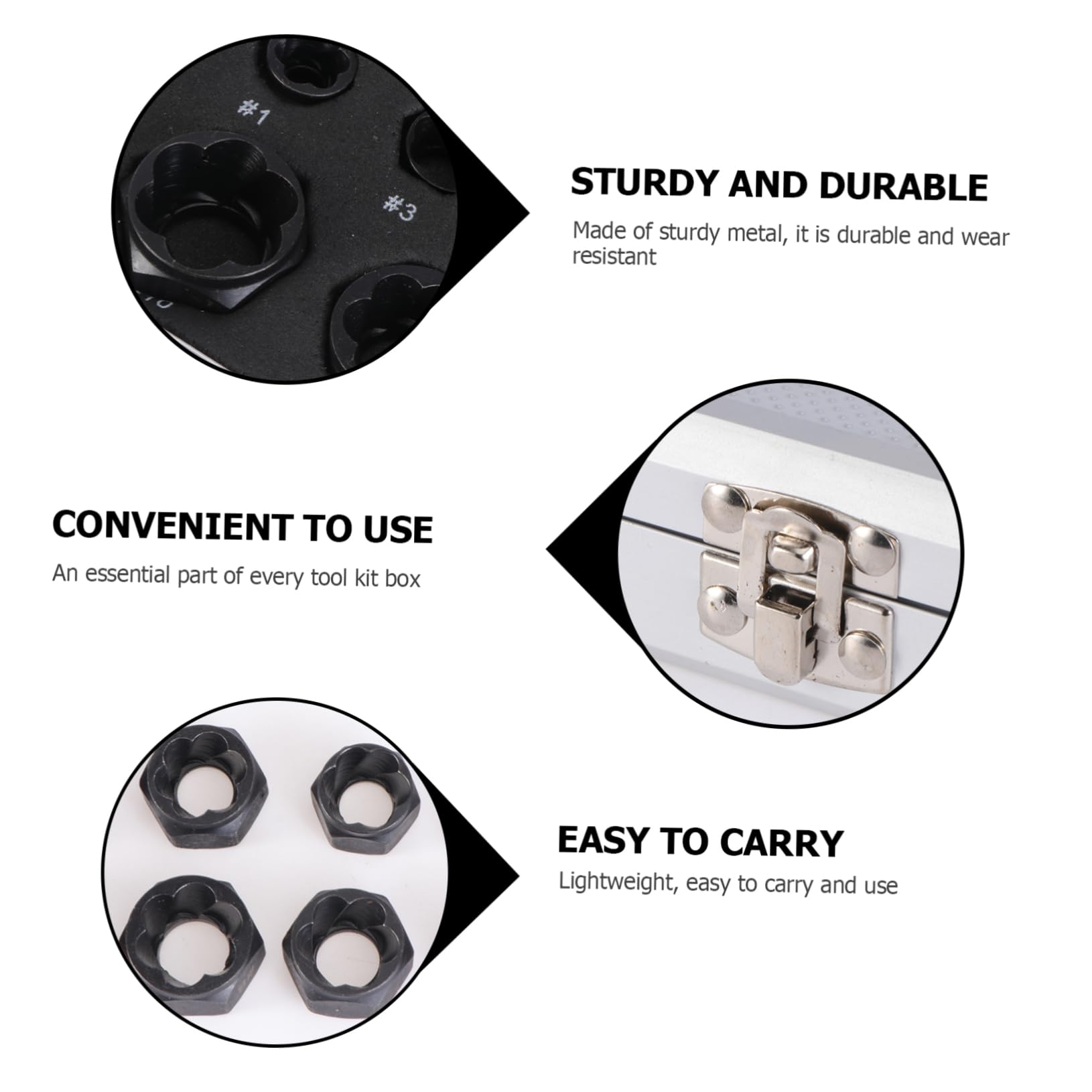 Lurrose 10 Pcs Set Nut Extractor Professional Bolt Remover for Stripped Nuts Rusted Damaged Bolts