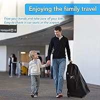 Vista 2 de Bolsa de viaje para asiento de automóvil con ruedas, bolsa de asiento de coche para avión, correa ajustable acolchada, portador de asiento