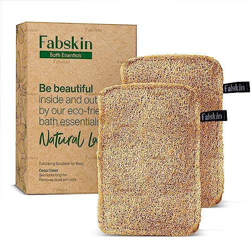 Image of Fabskin Natural Organic Sun Dried Bath Loofah I Body Sponge & Scrubber for Men & Women I Organic Luffa for Bath Shower Skin Exfoliation (Pack of 2)