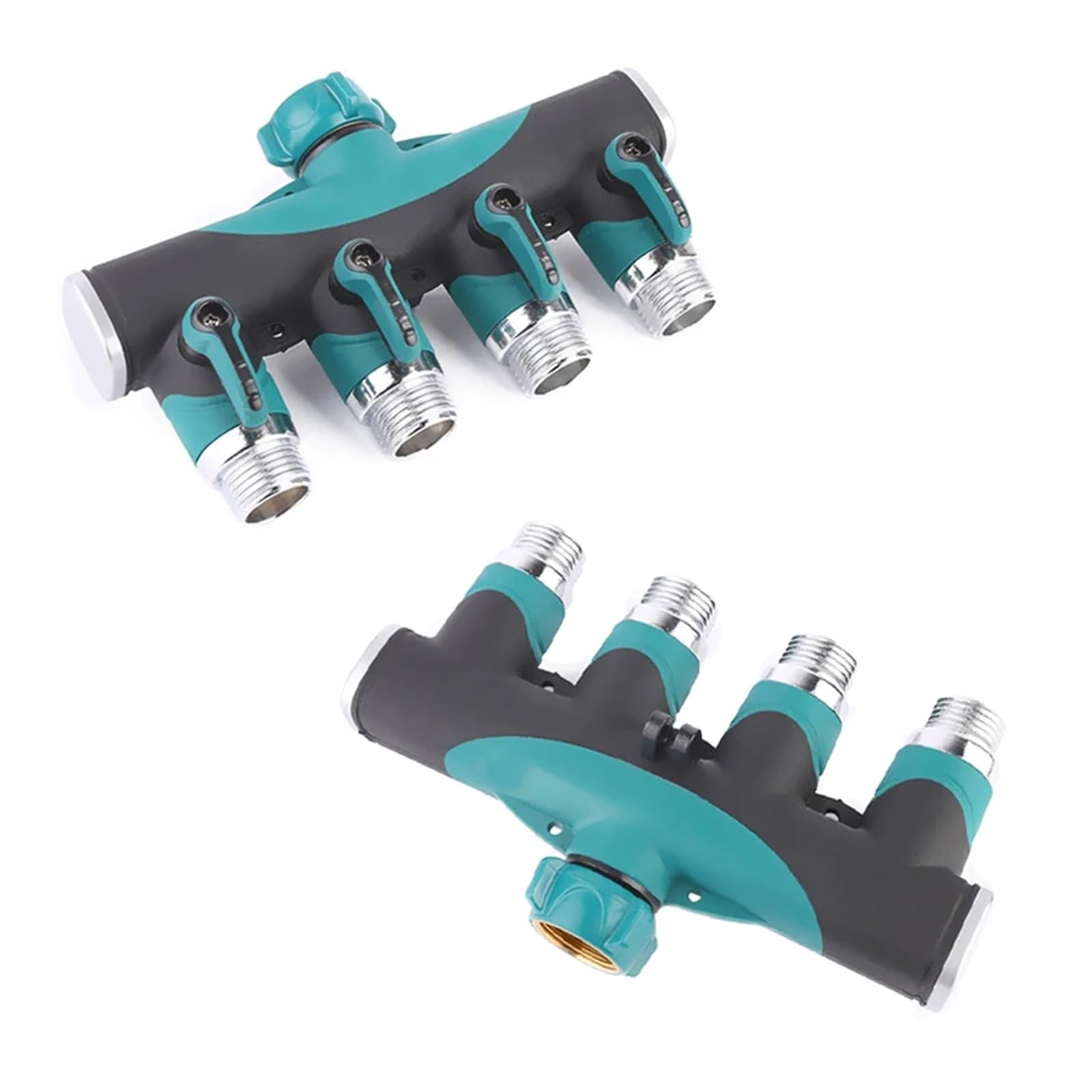 Grifo resistente del divisor de la manguera jardín 1-2-4 vías, adaptador al aire libre compatible con el agua, espita(4 Way USA)