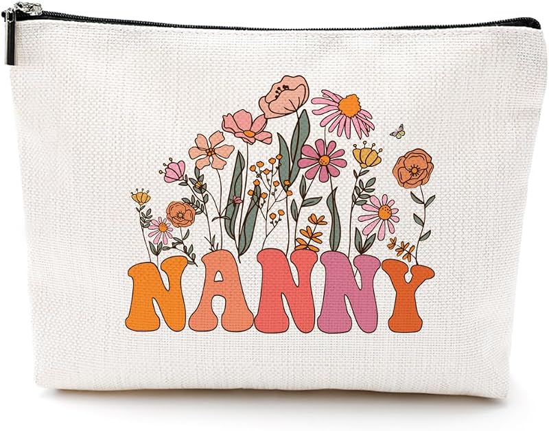 Necessaire de maquiagem Decohim floral retrô Nanny, retangular, com forro macio e bolso com zíper