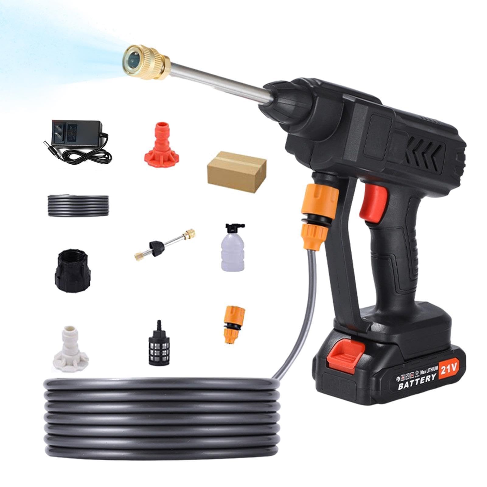 Hidrolimpiadora Portátil - Lavadóra Coches Inalámbrica Alta Presión 21V | Pistola Agua Pulverización Ajustable 2 Baterías | Limpiador Eléctrico Ligero para Coche Camión Patio Jardín Pared Ventana