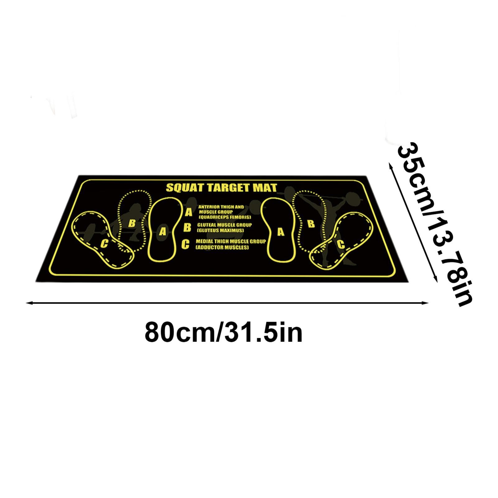 Tapis De Squat Assisté – 80 X 35,6 Cm – Antidérapant, Positions De Pieds Marquées – Noir Texte Bleu – Fitness, Yoga, Maison