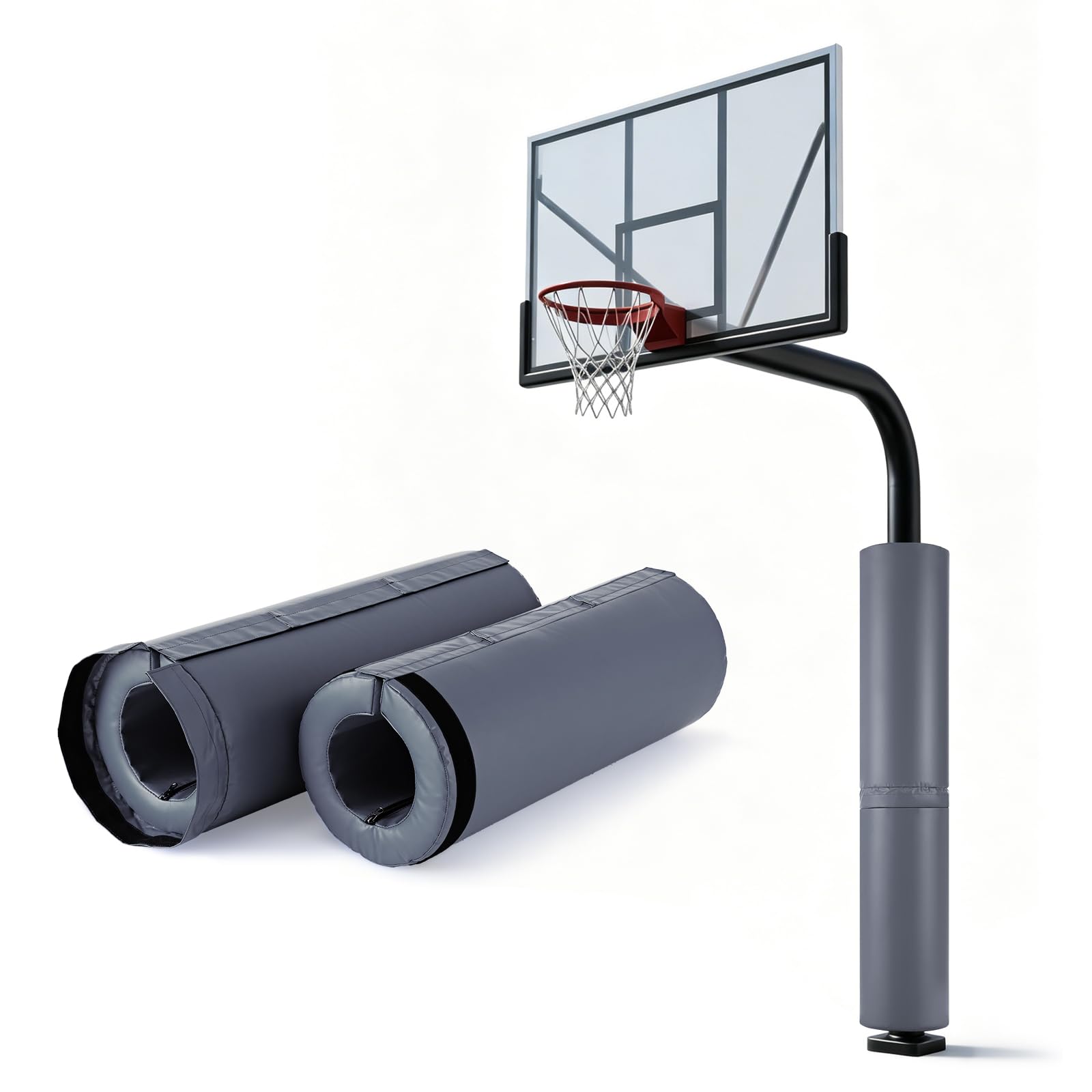 Basketball Pole Pad Basement Pole Padding Goal Post Pad, 2" Thick/ 4" Thick PU Foam-Durable Leather Pole Padding Wrap Around Fits for 4.5"-6" Diameter Pole