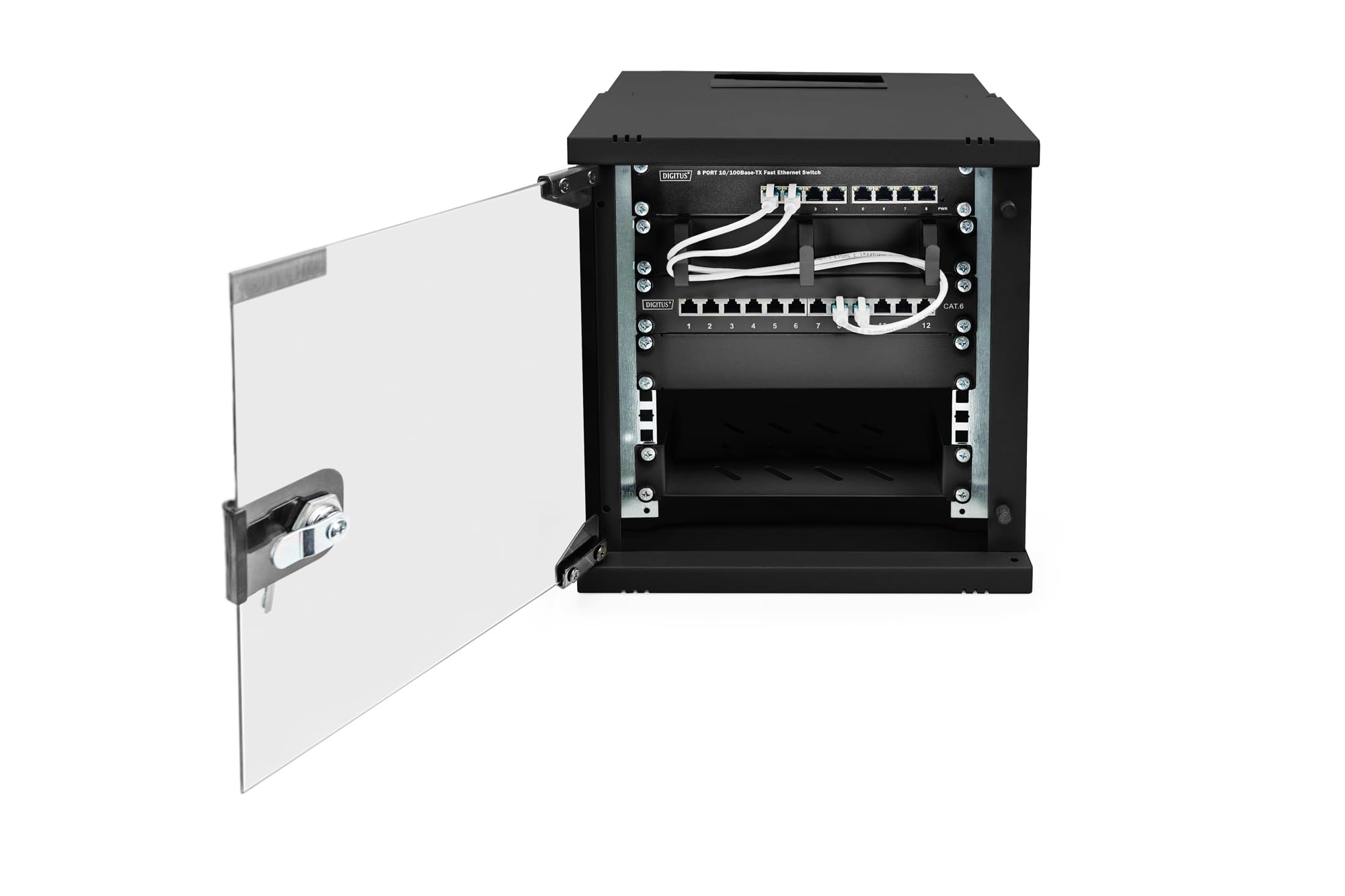 DIGITUS armadio di rete 10 pollici - 6 U - montaggio a parete - non montato - HxLxP 324x316x298mm - capacità di carico 30kg - profondità utile 254mm - classe di protezione IP20 - serie SOHO Pro - nero