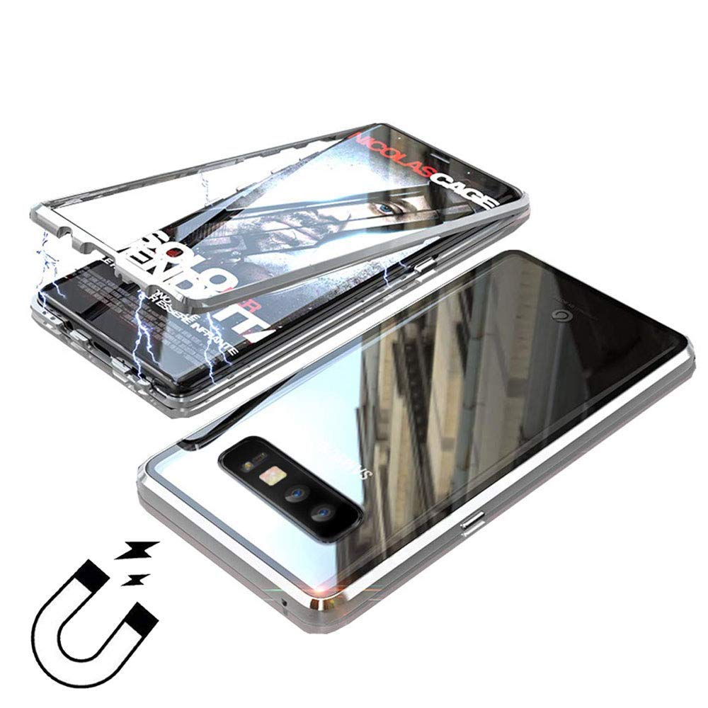 Magnetic for Samsung Galaxy S10+/S10 Plus Case, Magnetic Adsorption Metal Case Aluminum 9H Tempered Glass Back Cover [NO Front Tempered Glass][Support Wireless Charging]