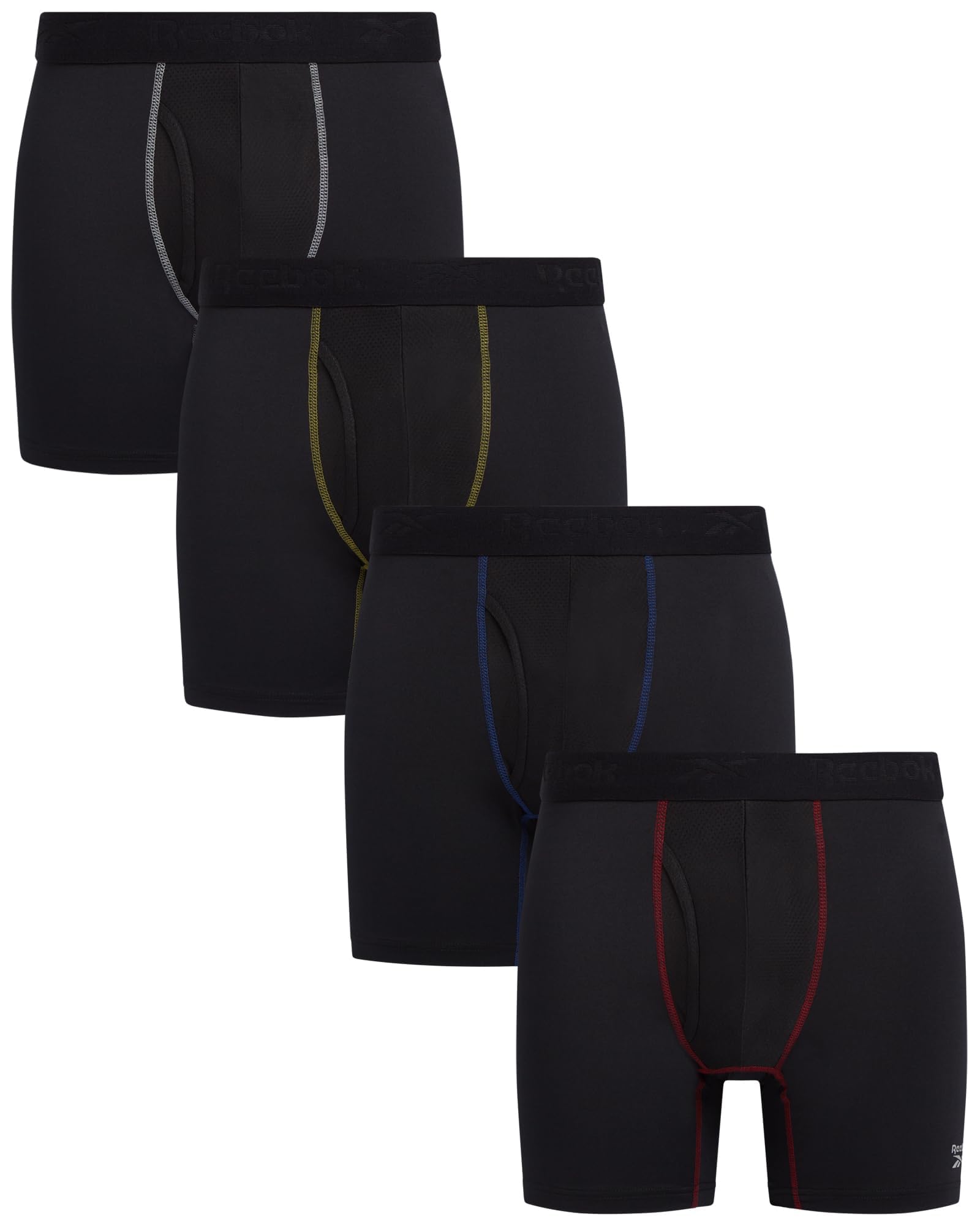 Reebok Men's Underwear - Performance Boxer Briefs with Fly Pouch (4 Pack)