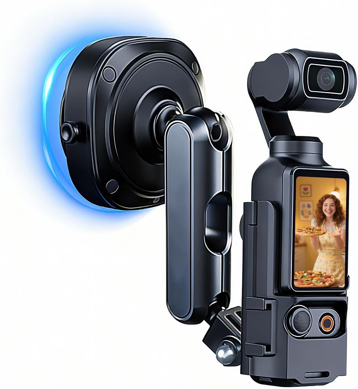 Electric Suction Cup Mount with Osmo Pocket 3 Expansion Bracket for Car Windshield/Mirror/Wall, 360° Adjustable Action Camera Mount for GoPro, DJI Action 5 Pro/6/Nano, Insta360 Accessories