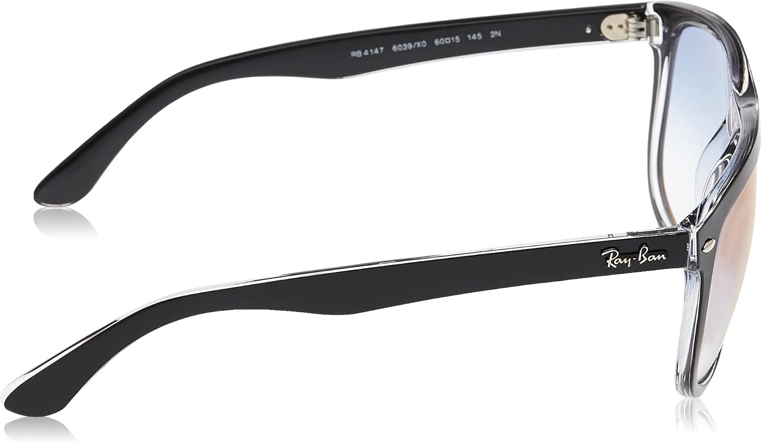 Ray-Ban Unisex-Adult 0rb4147 Sunglasses 56 mm Black On Transparent/Blue Red Gradient Mirror