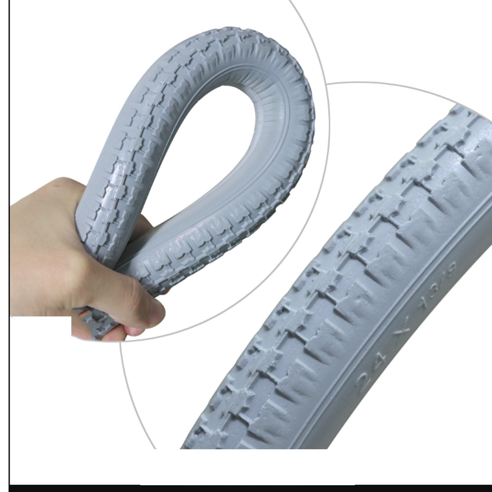 Pneumatico Solido Senza Aria for Sedia a rotelle, Ruota Posteriore da 24 Pollici, Poliuretano Super Resistente all'Usura, Set monoblocco 24x13/8(Black)
