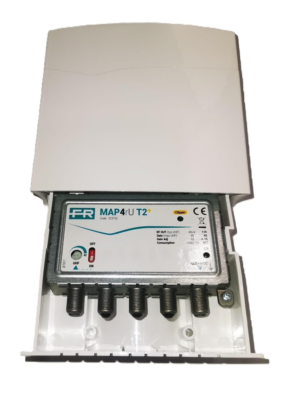 Fracarro 223752 MAP4RU T2 Amplificatore Multibanda, 1I, UHF, 42DB