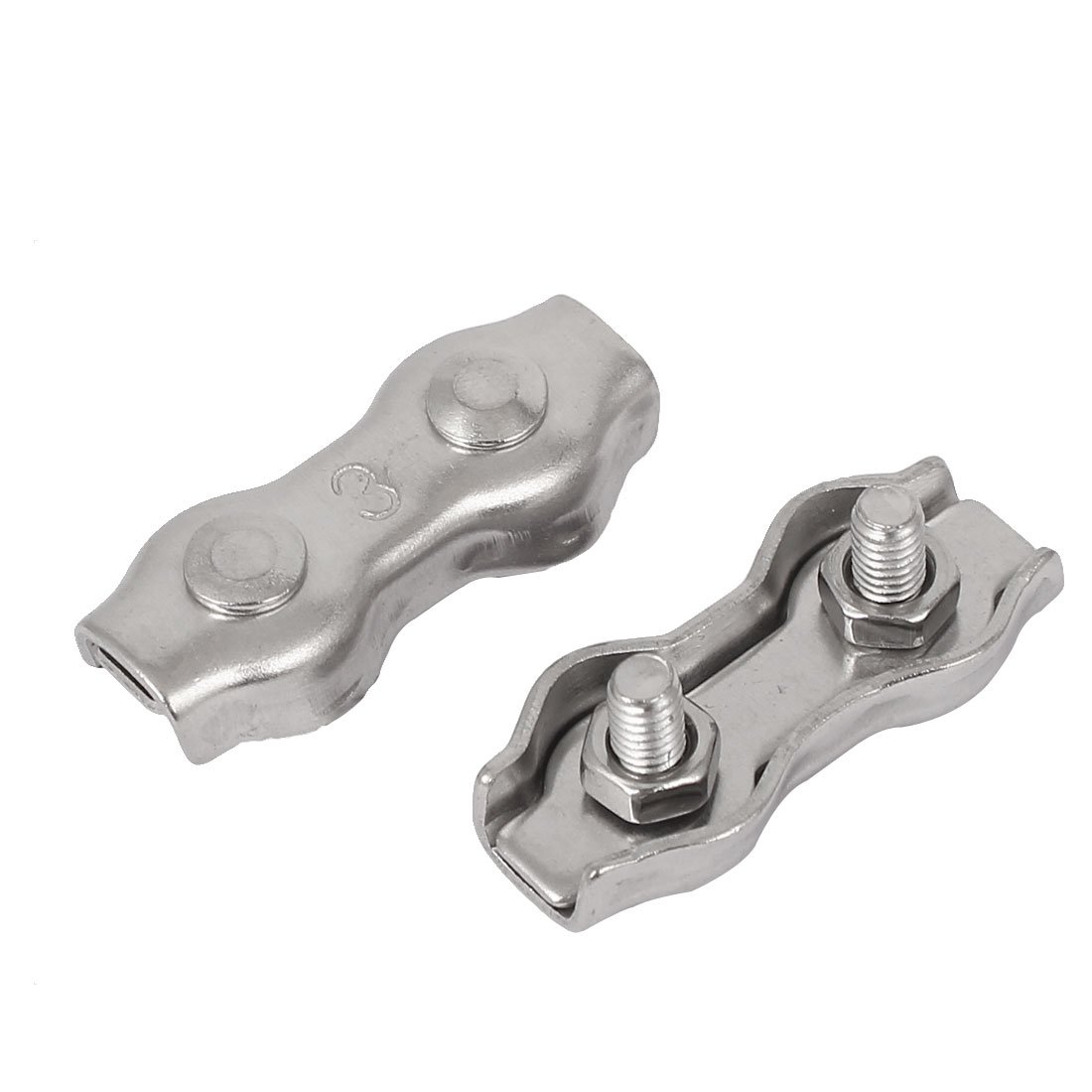 uxcell M4 Stainless Steel Duplex 2-Post Wire Rope Clip Cable Clamp 20 Pcs