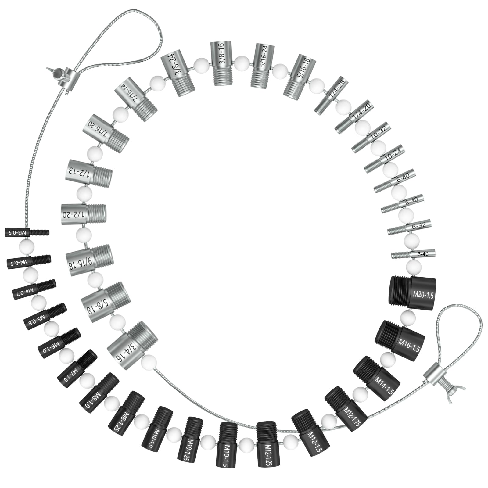 [Patent]CKE Upgraded Nut & Bolt Thread Checker (Inch Metric) Detachable Wire Loop Design - 34 Male/Female Gauges 18 Inch 16 Metric and Size Identifier Gauges, Black, (C117127)