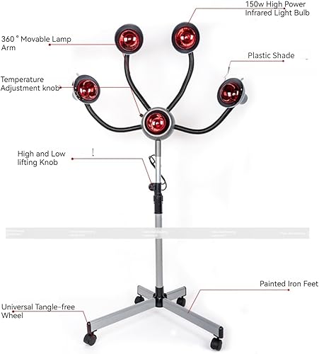 Miniatura 4 de LIECARYAM Luces infrarrojas de peluquería de 5 cabezales, luz de peluquería de 5 cabezales, procesador de color de cabello infrarrojo para máquina