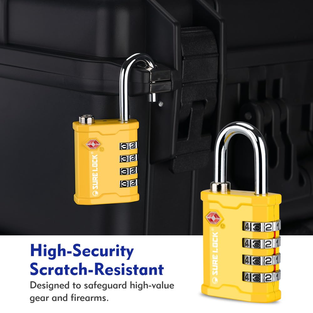SharkByte TSA - Lucchetto di sicurezza da viaggio con combinazione a 4 cifre, cavo flessibile, per valigie, borse da viaggio, palestra, armadietti, confezione da 3, Nero