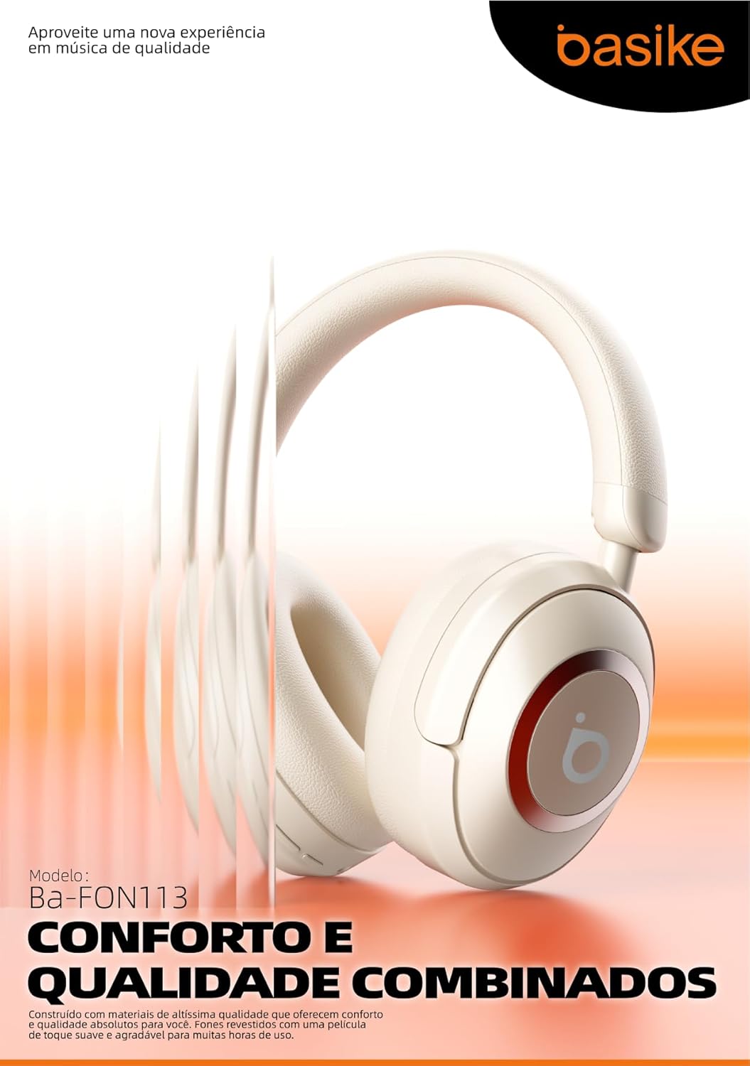 Fone de Ouvido Bluetooth, Basike BT21 Headphone Bluetooth, Redução de Ruído do ANC com Microfone, Certificação Hi-Pure Audio, 30 Horas de Duração da Bateria (Branco) 2 61JzMYAajuL. AC SL1500