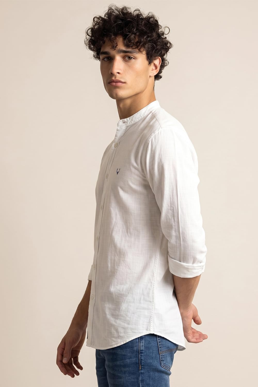 Allen Solly Men's Geometric Slim fit Shirt (ASSFWMOFI31587_White 40) 2