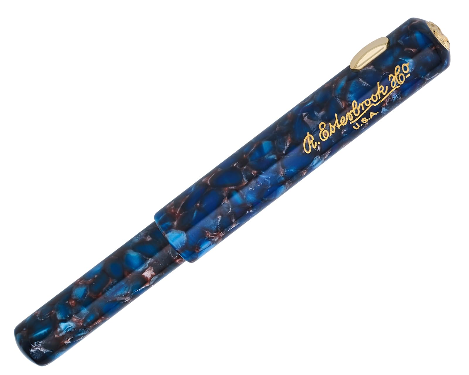 Esterbrook Niblet Füllfederhalter Nouveau Blue, Kompakt aus hochwertigem Harz, Edelstahlfeder Gold in der Größe M, EPP9156-M | Kompakter, cliploser Taschenfüllhalter (Pocket Pen) mit JoWo-Edelstahlfeder M und kurzem Standardkonverter