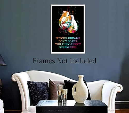 Miniatura 6 de Póster con cita inspiradora de boxeo, If Your Dreamsdon't Scareyou.They Aren'Tbig Enough, arte de pared con citas motivacionales, guantes de boxeo,