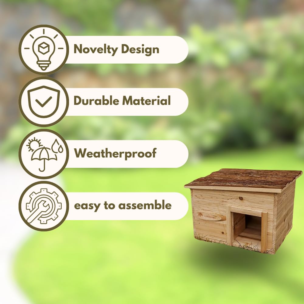 Garden Mile Habitat per riccio hibernation shelter durevole in legno a prova di predatore stazione di alimentazione casa tetto in legno giardino fauna selvatica