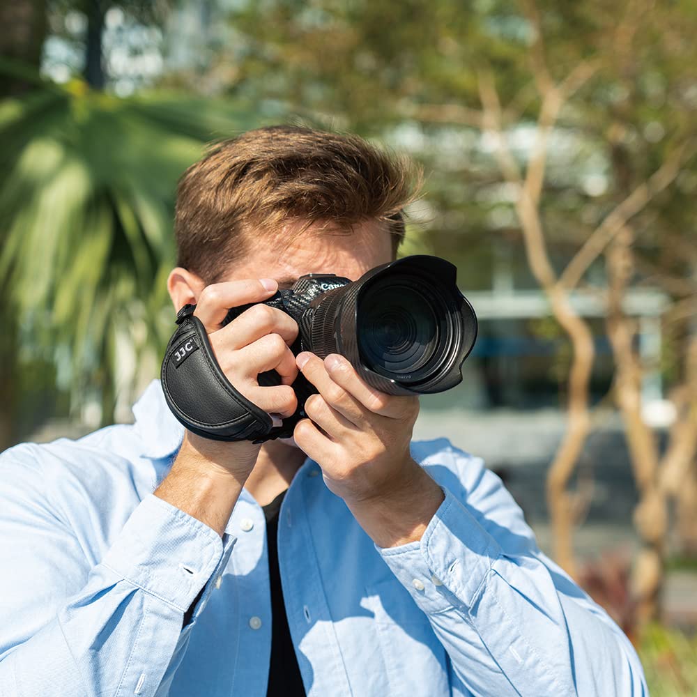 JJC pasek na rękę do aparatu mikrofibrowy pasek na nadgarstek pasek do noszenia dla aparatów Nikon Canon Olympus Sony Fujifilm DSLR SLR