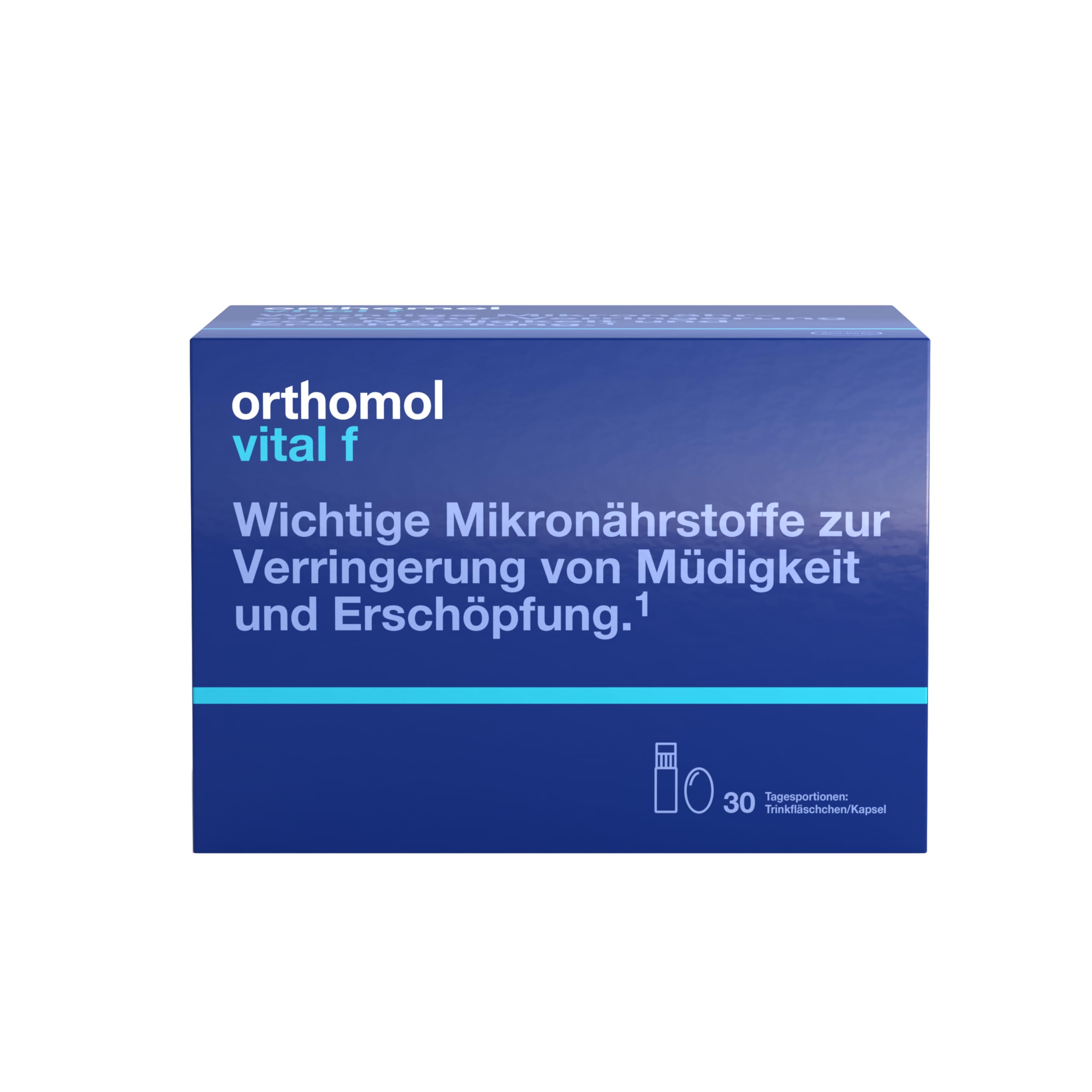Orthomol Vital f - Mikronährstoffe für Frauen - bei Müdigkeit und Erschöpfung - mit B-Vitaminen, Omega-3-Fettsäuren und Magnesium - Trinkampullen/Kapseln à 30 x Tagesportionen
