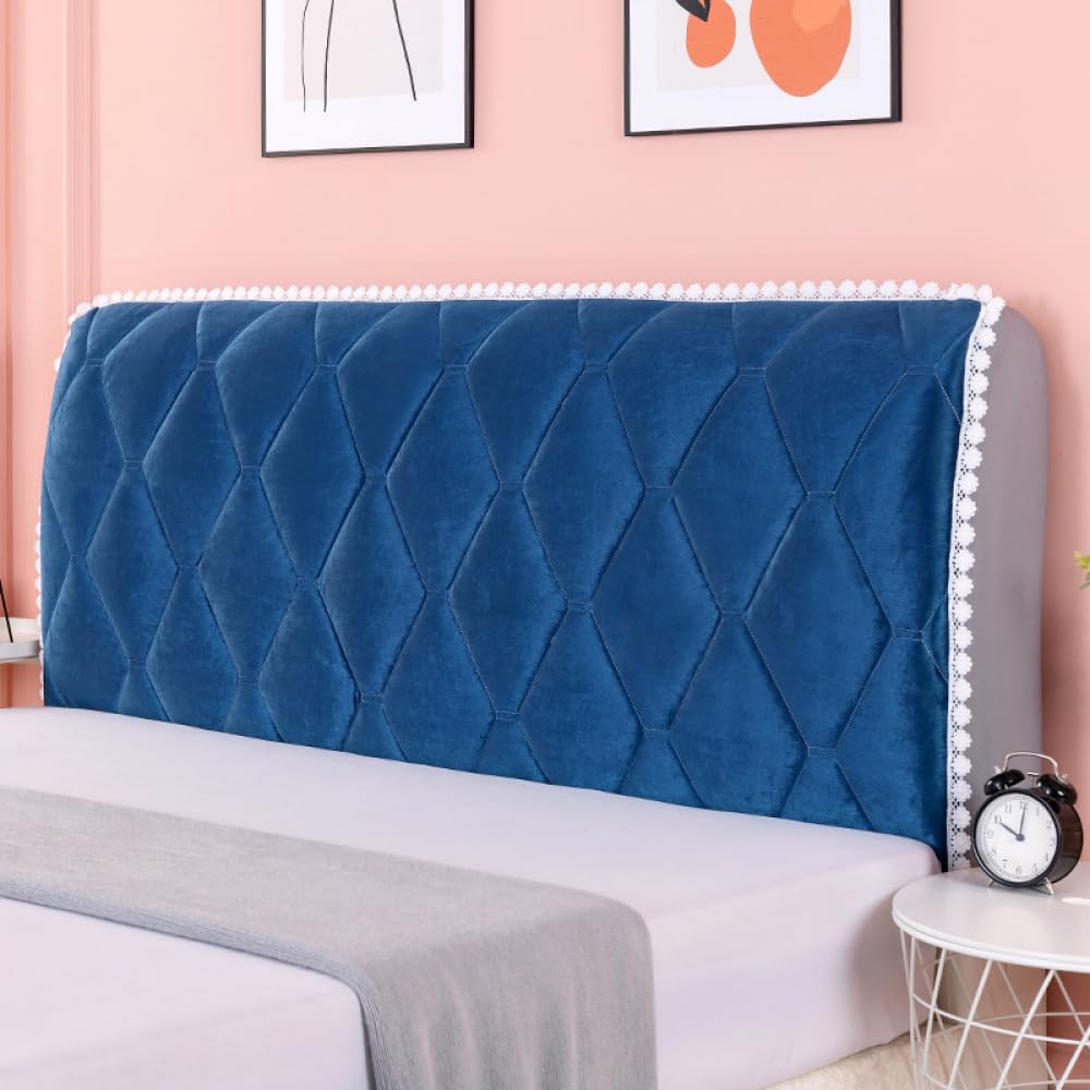 Housse de tête de lit matelassée lavable pour protéger votre lit bleu 150